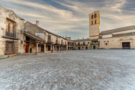 Typical street in the historic center of Pedraza. Segovia. Spainの写真素材