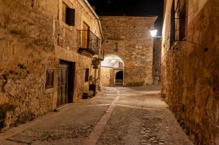 Typical street in the historic center of Pedraza. Segovia. Spain