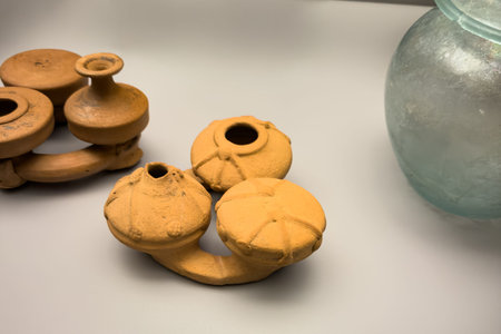 Kernos lamps with interconnected terracotta oil vessels