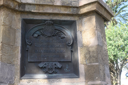 Bronze plaque in Ceuta honoring Spanish soldiers who died in the 1859 -1860 War of Africa.の写真素材