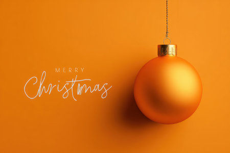 Festive Orange Holiday Bauble Hanging with Sparkle Effectの素材