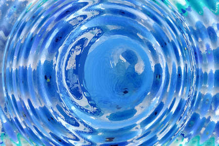 Blue water wave and big bubbleの写真素材
