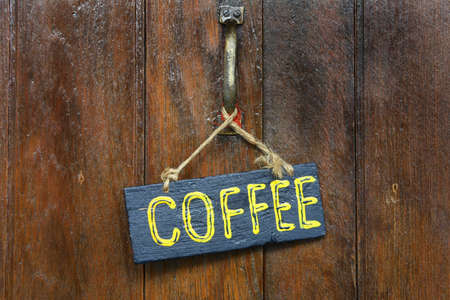 wood coffee labelの写真素材