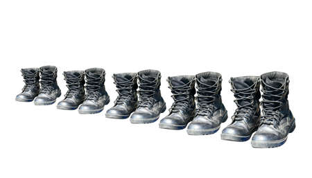 Army shoes row の写真素材