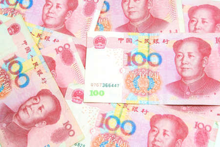 100 Yuan bills background の写真素材