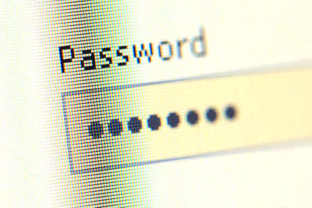 login password on LED computer monitor の写真素材