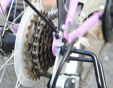 bike cassette on the wheel with chain の写真素材