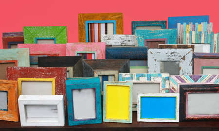 many photo frame on table の写真素材