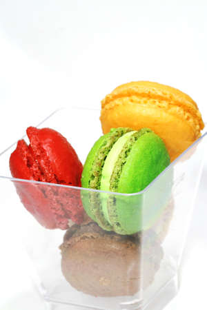 Colorful macaroons in glass の写真素材
