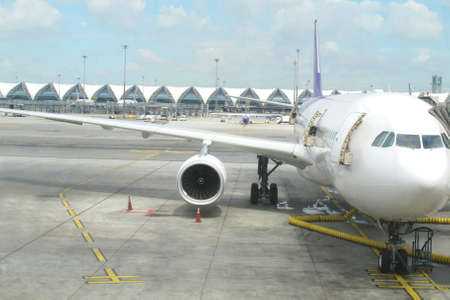 airplane in airport, Thailand のeditorial素材