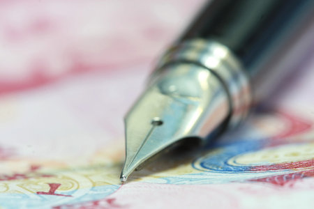 Metal Nib Pen on china money bill