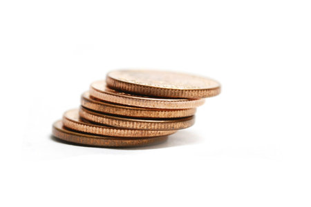 copper coins stackedの写真素材