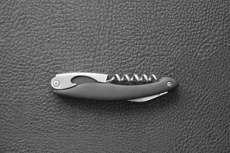 Corkscrew with wine corkの写真素材