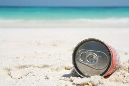 can on beachの写真素材