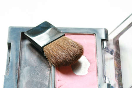 make up powder and brush の写真素材