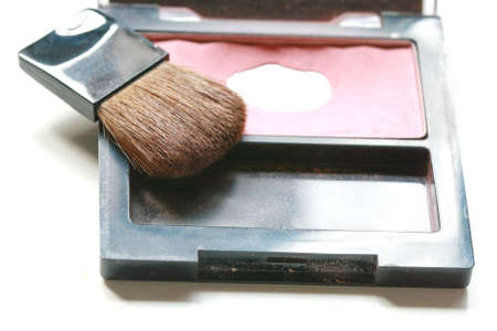 make up powder and brush の写真素材