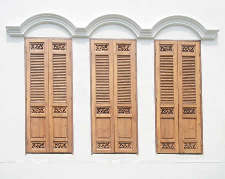 vintage wood windows の写真素材