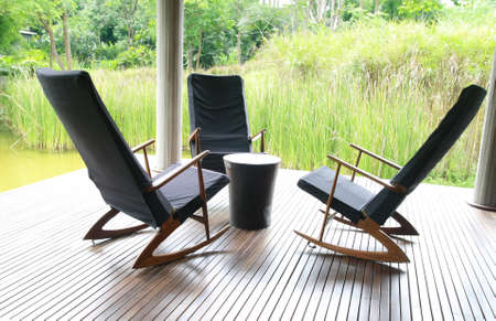 three rocking chair の写真素材