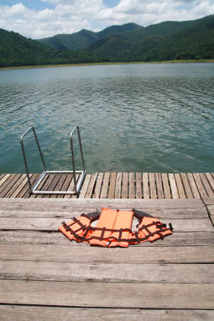 life jacket and natural の写真素材
