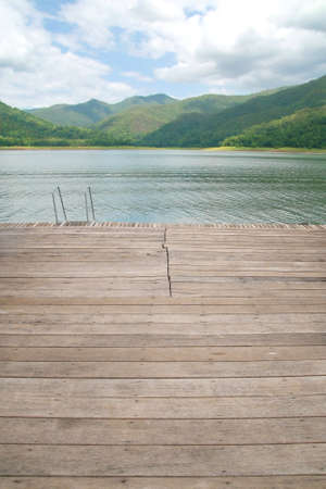 vacation in hillside and lake の写真素材