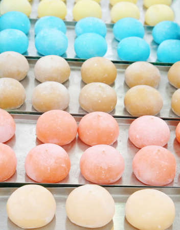 colorful Japanese dessert called "mochi" の写真素材