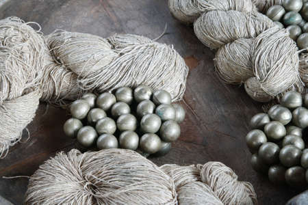 metal bell and yarn ,Hill tribe in Thailand の写真素材