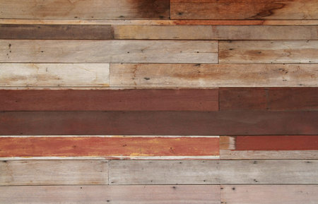 ruin wood plank and red concrete wall 