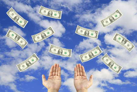 Money fly in sky の写真素材
