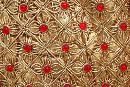 colorful glass art wall, Thai temple の写真素材