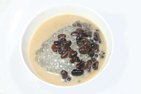 Black nut and sticky rice in coconut milk, Thai dessert の写真素材