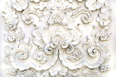 White thai art stucco wall,Thai temple の写真素材