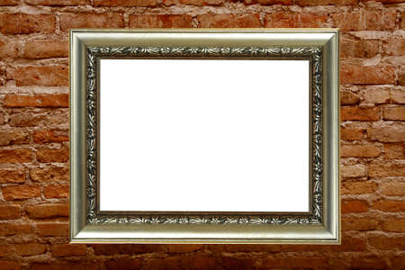 frame on old block wall の写真素材