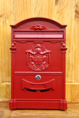 vintage red metal mail box の写真素材