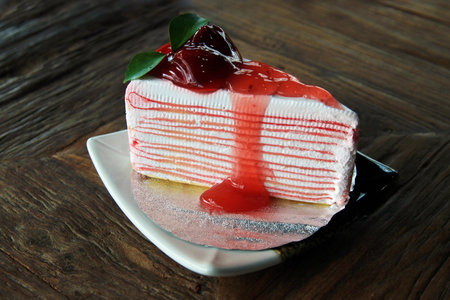 crepe cake  on wood table