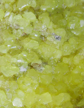 close up sulfur crystal texture, yellow  mineralの写真素材