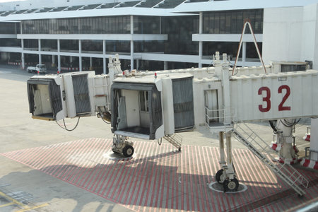 white tunnel for connector airplane,airport terminal, Thailand