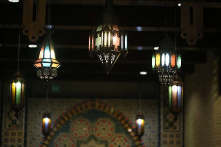 colorful light of arab lanternの写真素材