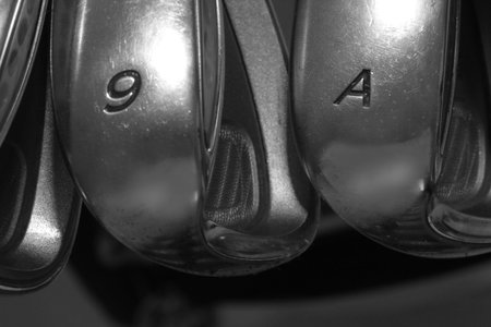 closeup golf putter head