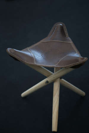 three legs leather chairの写真素材