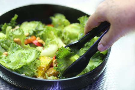 salad bar in restaurantの写真素材