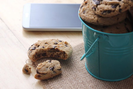 Closeup Chocolate chip Cookiesの写真素材