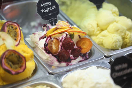 colorful fruits ice creamの写真素材