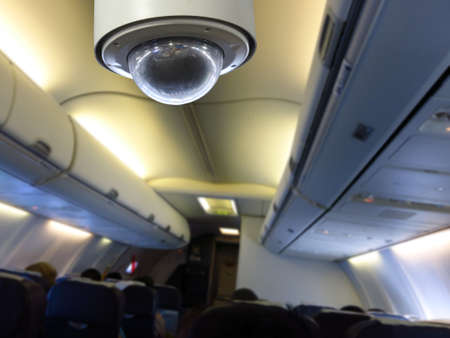 CCTV inside airplane backgroundの写真素材