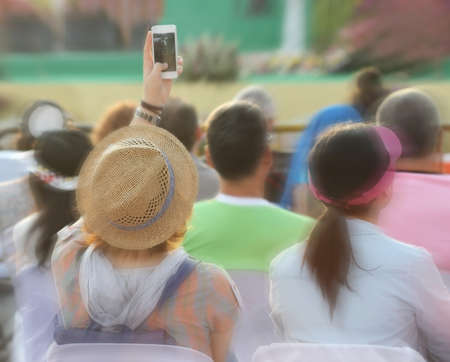 blurred people in outdoor parkの写真素材