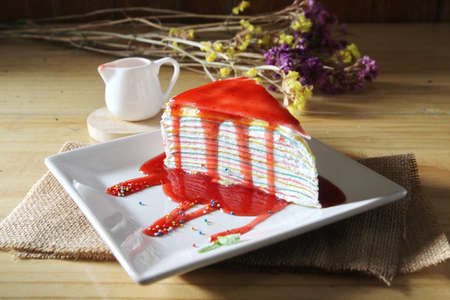 Freshness strawberry and crape cake, Cafeの写真素材