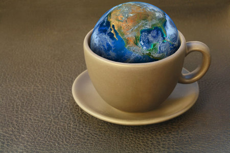 The earth in coffee cup.