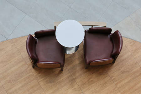 top view two chair and table backgroundの写真素材