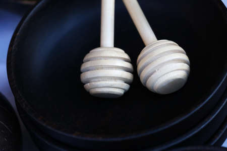 wood stick in empty bowlの写真素材