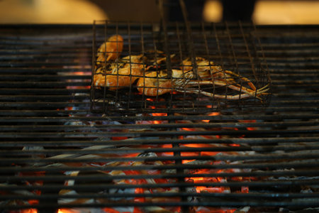shrimp on the gril, bbqの写真素材