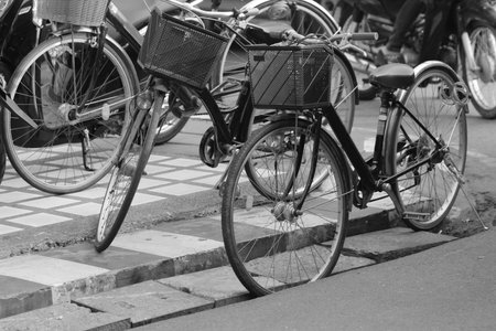 vintage bicycle in park, monotone